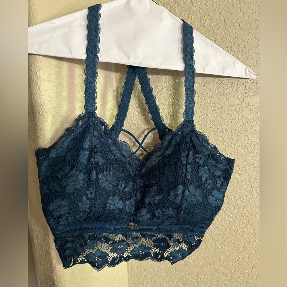 Jady K dark teal Lace Longline Bra with lacy Straps size L/XL